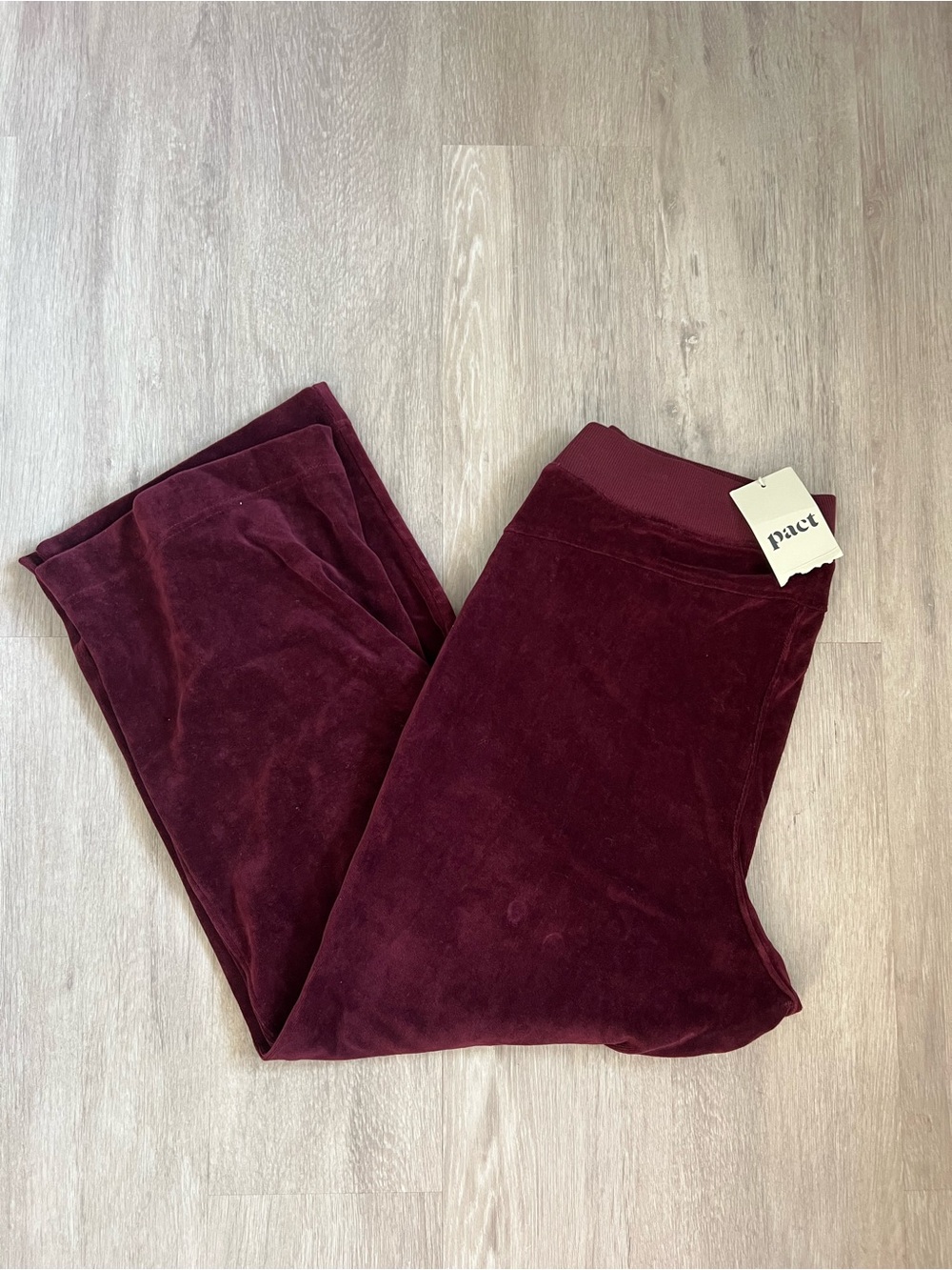 Pact *NWT* Windsor Wine Cotton Velour Wide Leg Lounge Pants - Burgundy LG